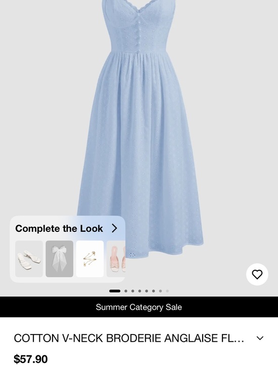 Cider Dresses & Skirts - Cider Light Blue Cotton Broderie Anglaise Midi Dress